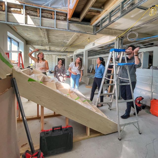 So, how was your summer? // The Gang’s been working on a basement renovation to create more office and collaborative space at our Drafthouse headquarters. •
•
•
•
• #5gang #architects #officedesign #constructionupdate #adaptivereuse #thedrafthouse #thevault #westsidebestside #bethlehempa #lehighvalley #lvmadepossible #keystonesummer #itskaraoke #itsnotkaraokeitssingingoutloud #closingtime #theyhavesouphere